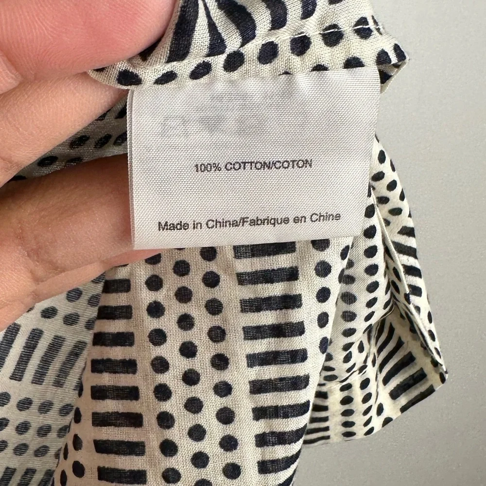 TORY‎ BURCH Corossol Black White Cotton V-Neck Mini Dress Coverup Sz 0